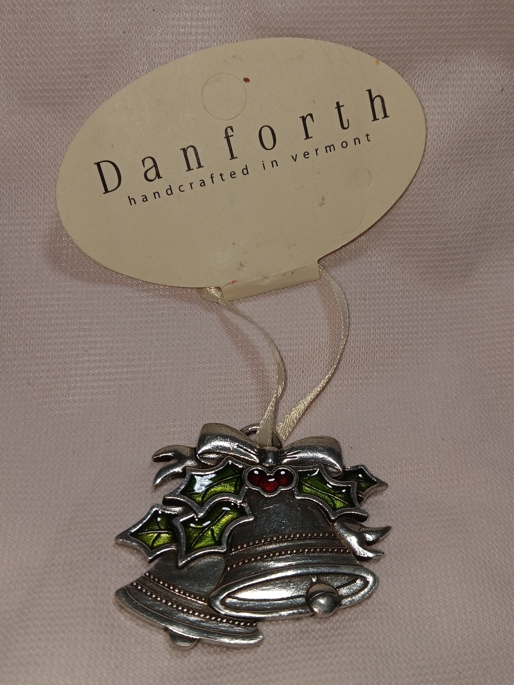 Danforth Pewter Cloisonie Ringing Bells Ornament Collectible Made In Vermont
